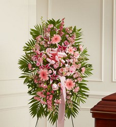 Pink Sympathy Standing Spray Davis Floral Clayton Indiana from Davis Floral